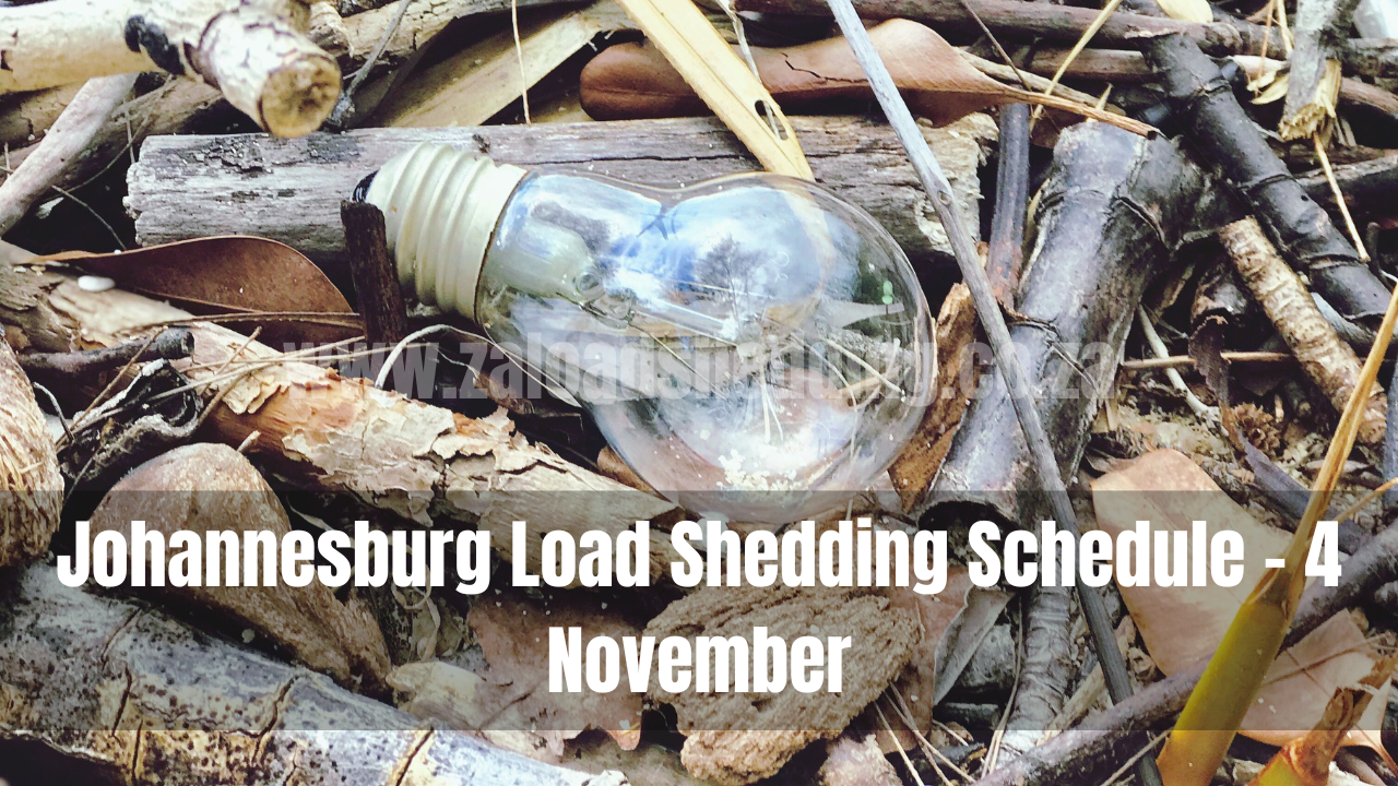 Johannesburg Load Shedding Schedule - 4 November