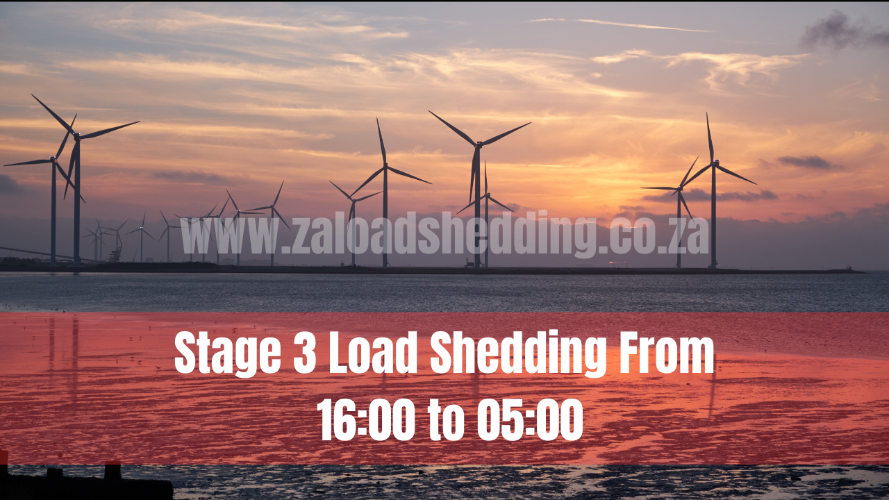 Stage 3 Load Shedding From 16:00 to 05:00
